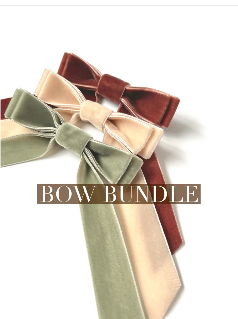 Bow Bundle | The Petite Velvet Long Bow Bundle | Set of 3 | Choose from Two Color Collections | Gift under 50 | Gift for Her