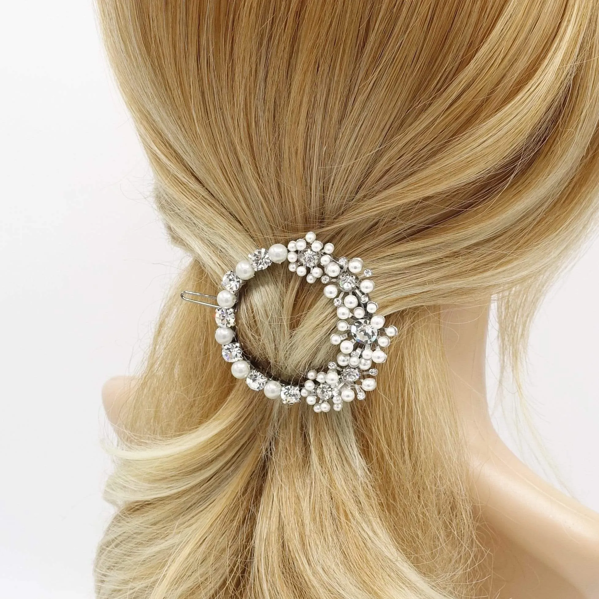 bridal pearl rhinestone hair clip flower hair accessory for women