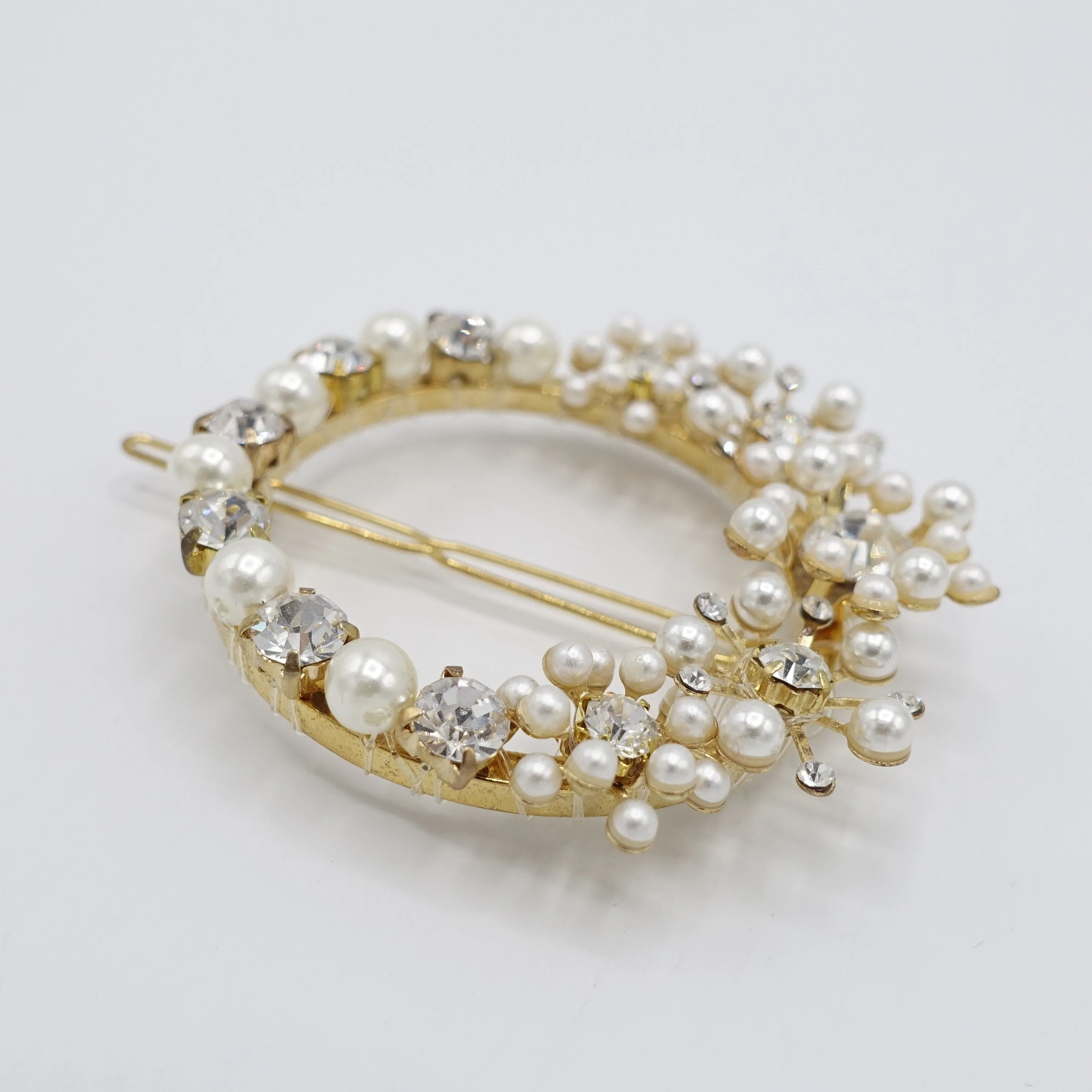 bridal pearl rhinestone hair clip flower hair accessory for women