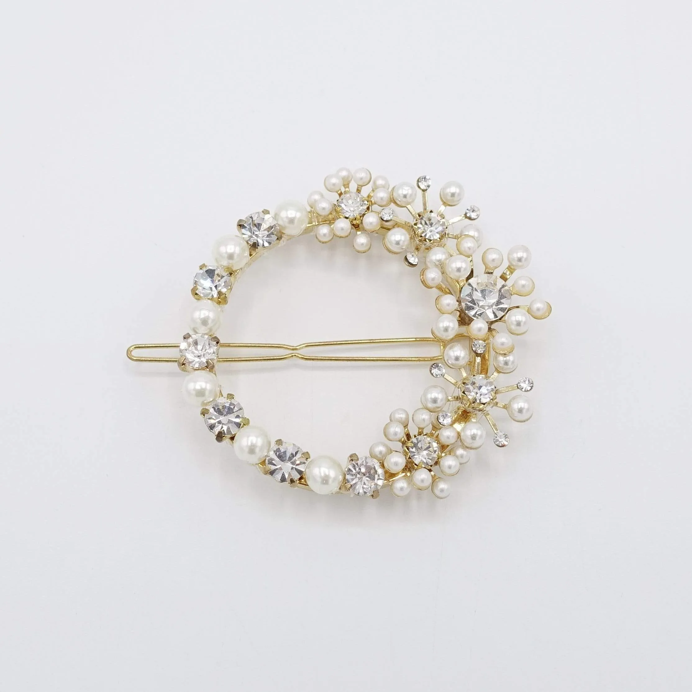 bridal pearl rhinestone hair clip flower hair accessory for women