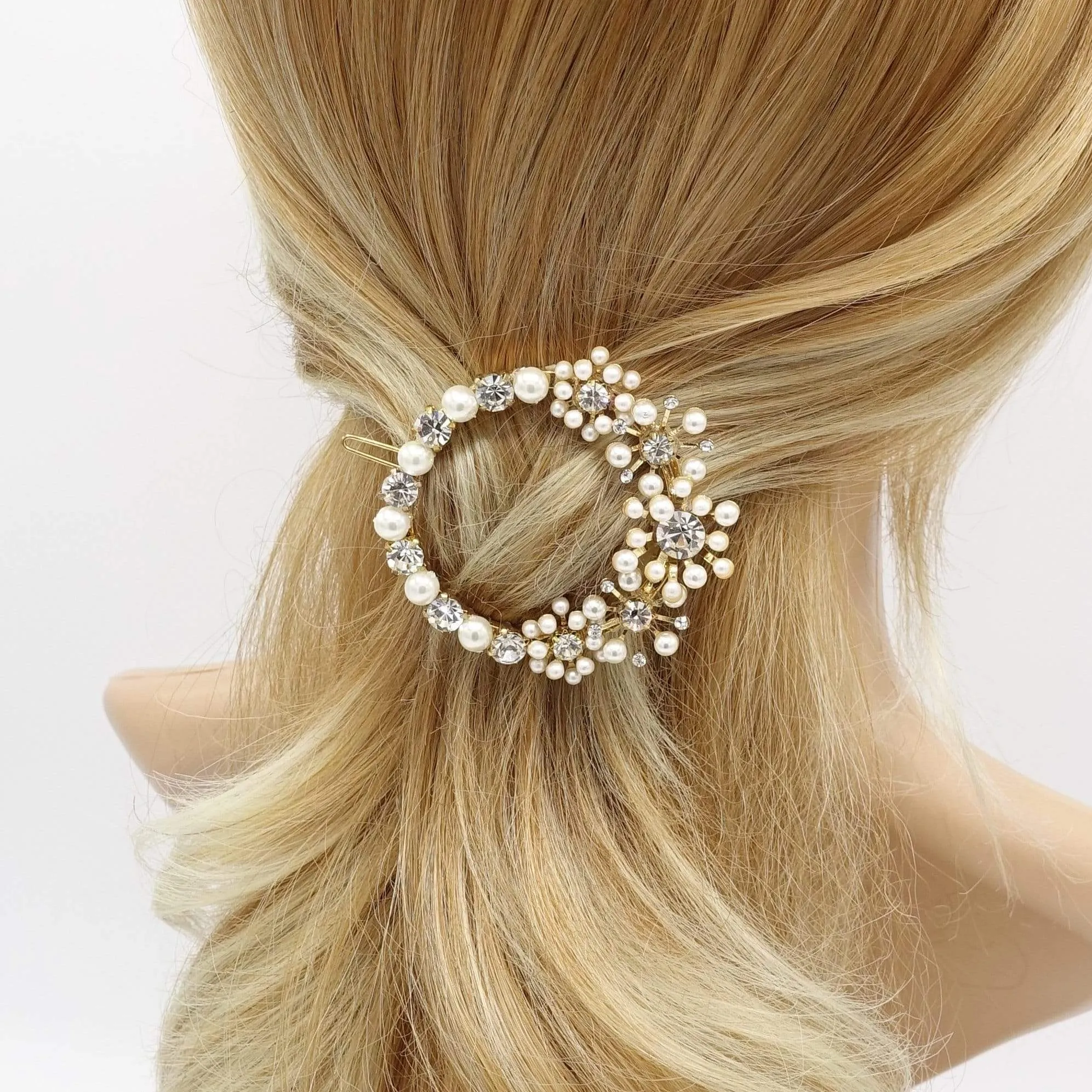 bridal pearl rhinestone hair clip flower hair accessory for women