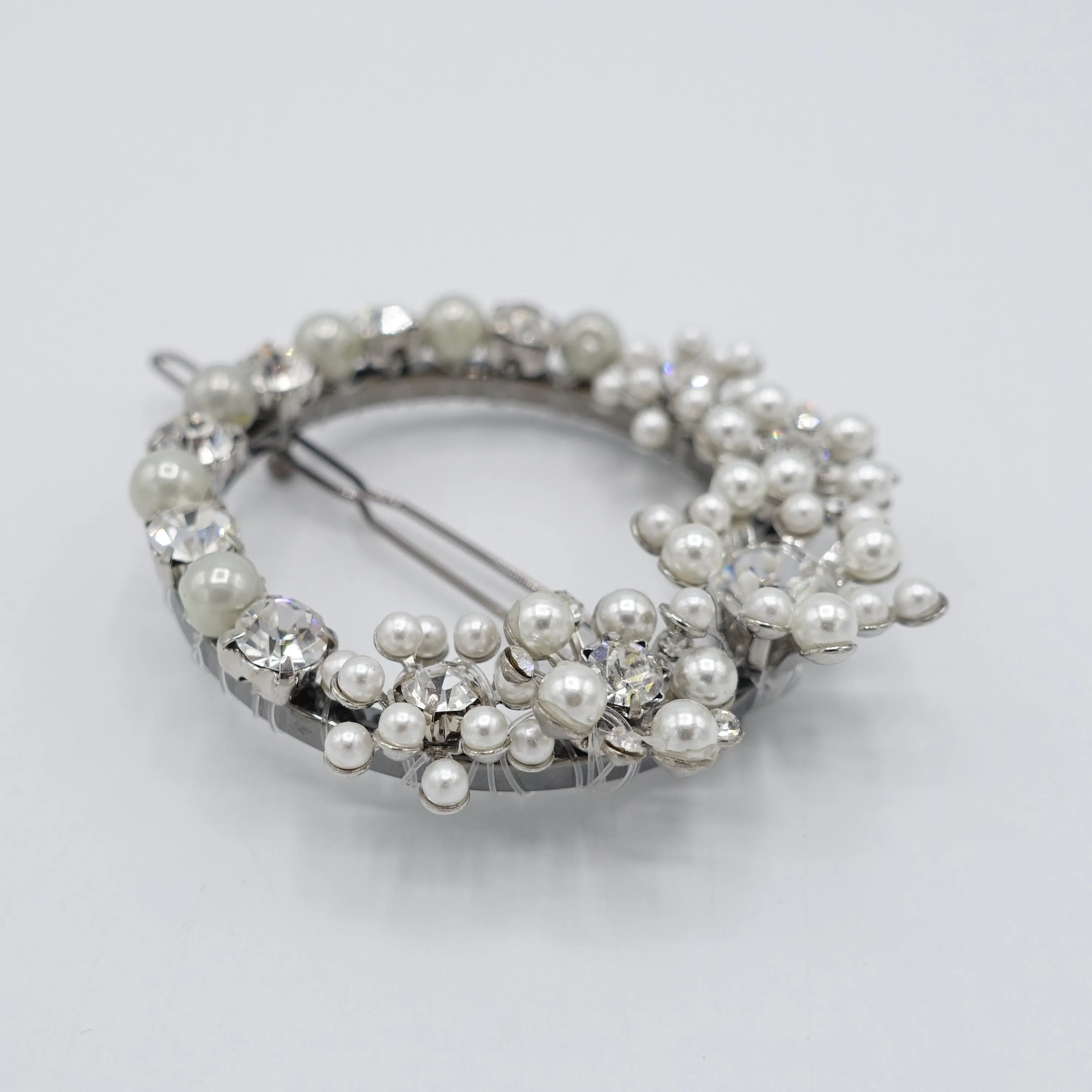 bridal pearl rhinestone hair clip flower hair accessory for women