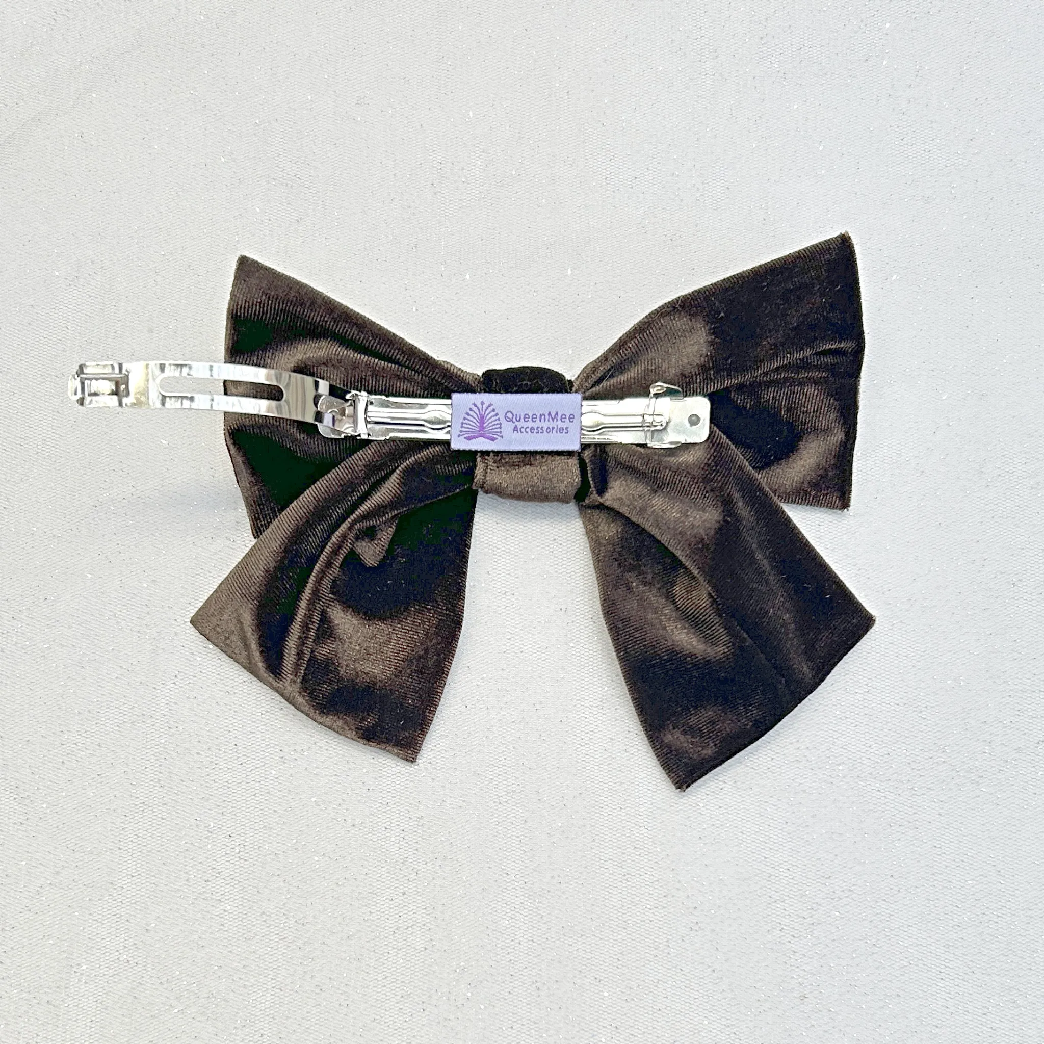 Brown Hair Bow Velvet Bow Hair Clip