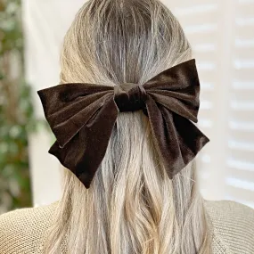 Brown Hair Bow Velvet Bow Hair Clip