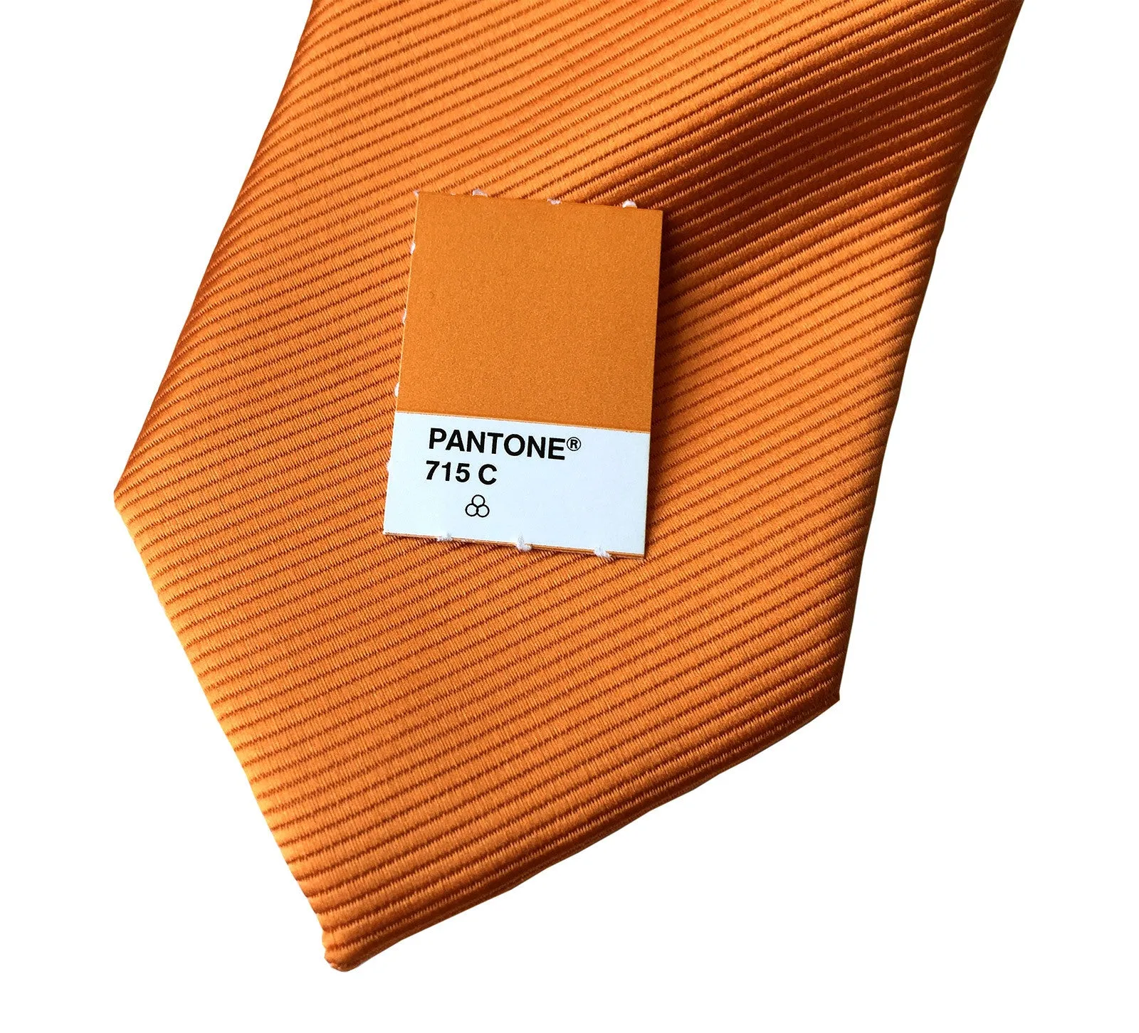 Carrot Orange Necktie. Solid Color Fine-Stripe Tie, No Print