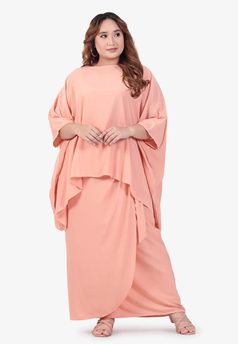 Casyida Raya Minimalist Kaftan Kurung Set - Peach