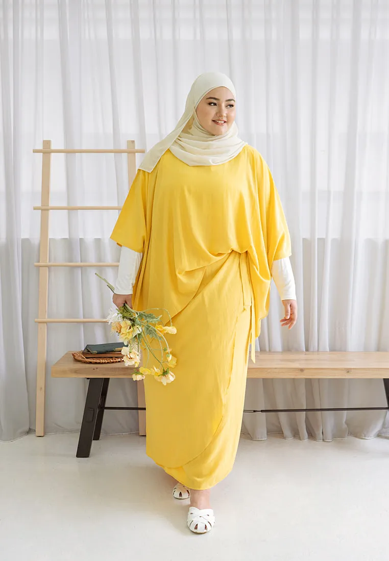 Casyida Raya Minimalist Kaftan Kurung Set - Yellow