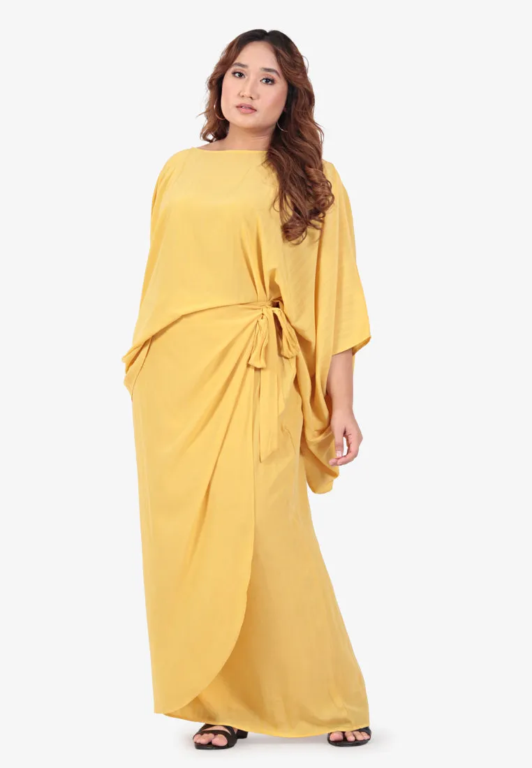 Casyida Raya Minimalist Kaftan Kurung Set - Yellow