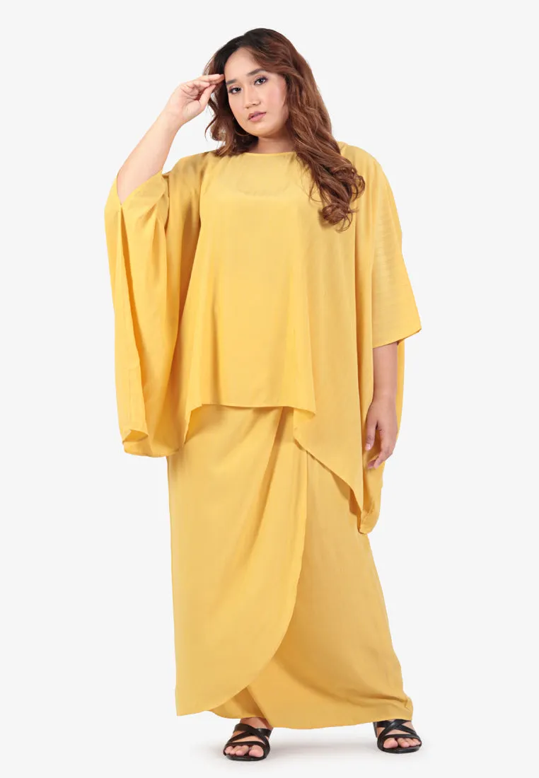 Casyida Raya Minimalist Kaftan Kurung Set - Yellow