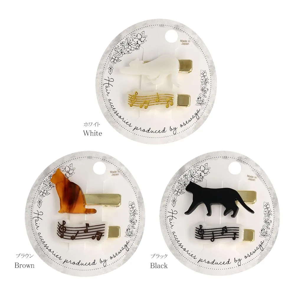 Cat and Musical Note Hair Clip Set