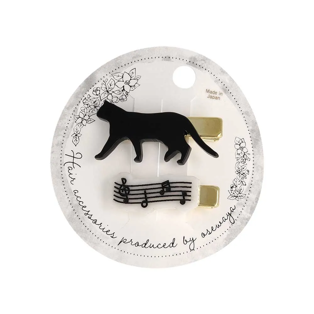 Cat and Musical Note Hair Clip Set