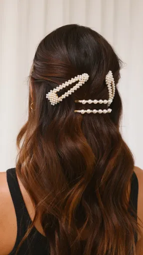 Cecily Hair Clip Set - Pearl