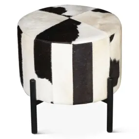 Charleston Black Cowhide Stool