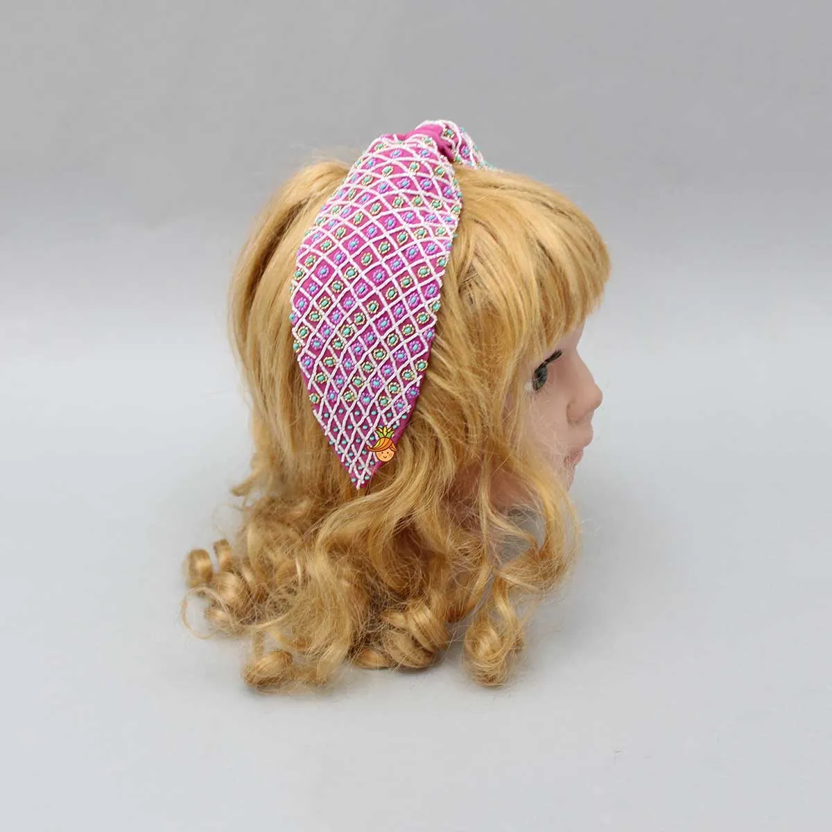 Checks Embroidered Hair Band