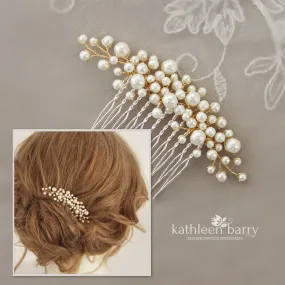 Cherize Dainty pearl hair comb - Available in Gold, silver or rose gold finish - Pearls white or ivory bridal hair accessories