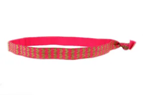 Chevron Hot Pink Gold Elastic Headband (SKU 6027 HB)