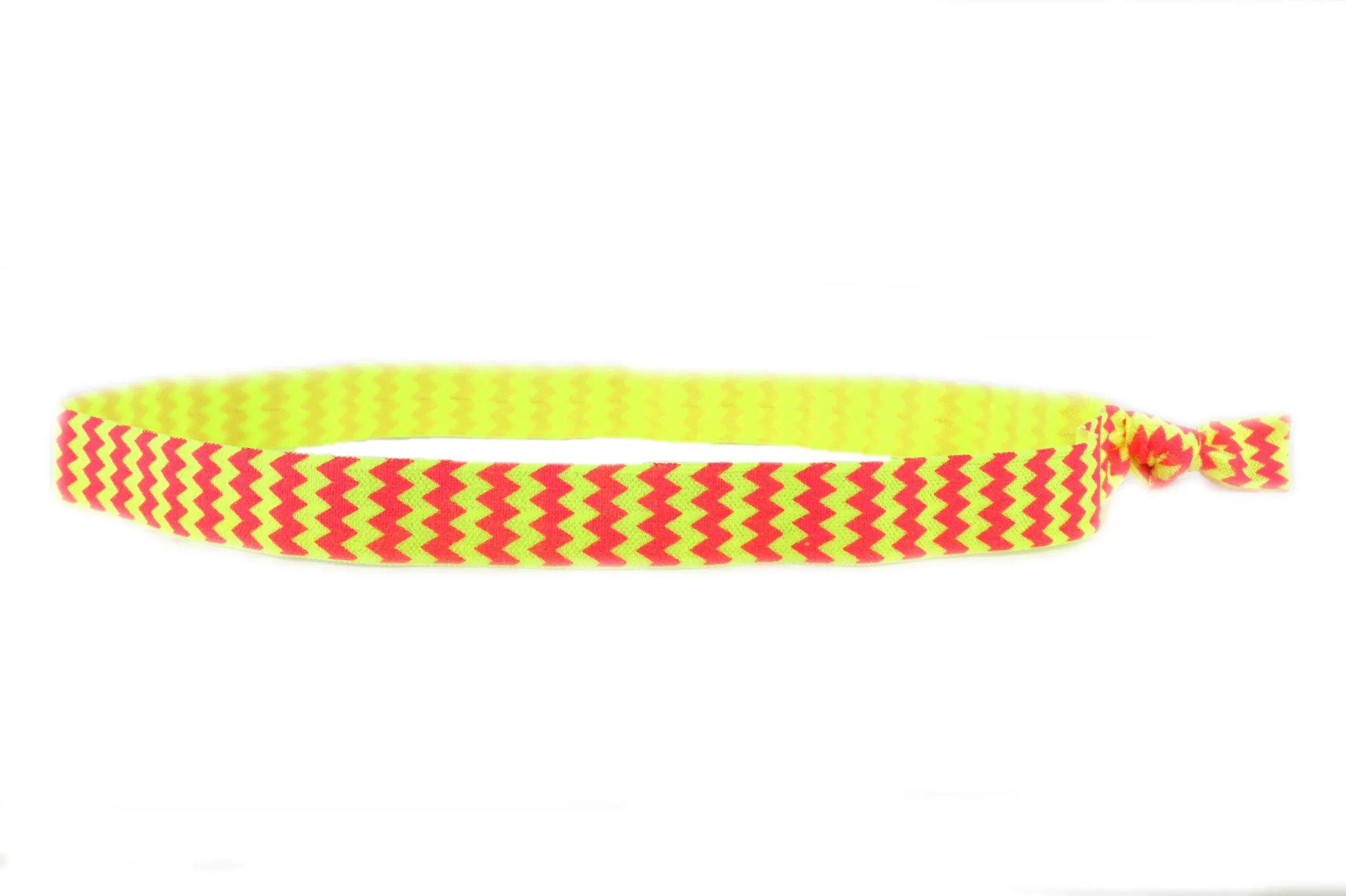 Chevron Hot Pink Yellow Elastic Headband (SKU 6007 HB)