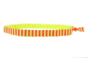 Chevron Hot Pink Yellow Elastic Headband (SKU 6007 HB)