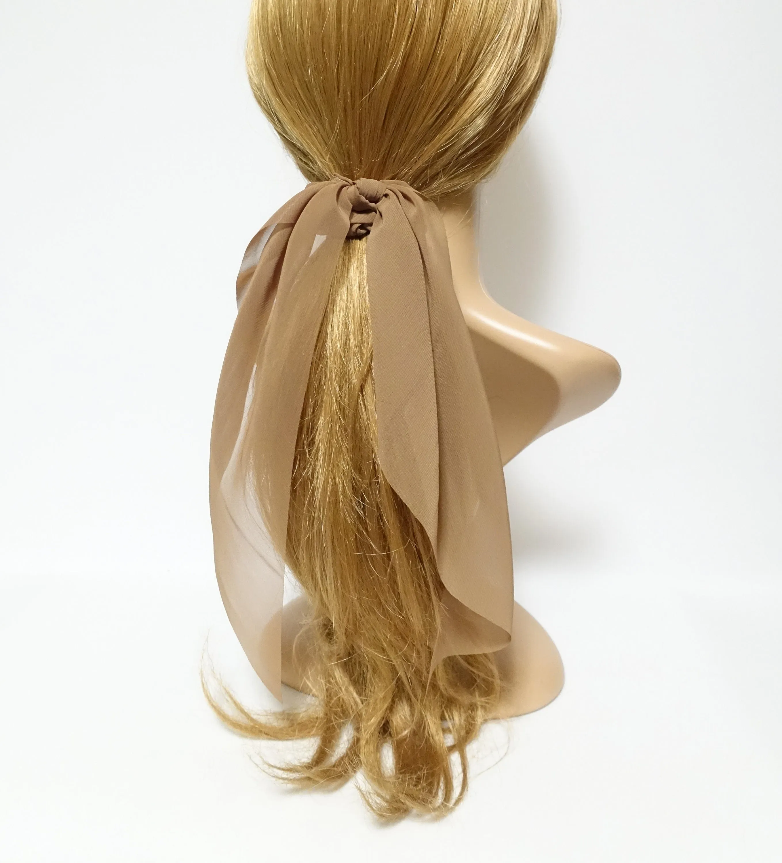 chiffon long tail bow knot scrunchies stylish scarf hair tie hair bow for women