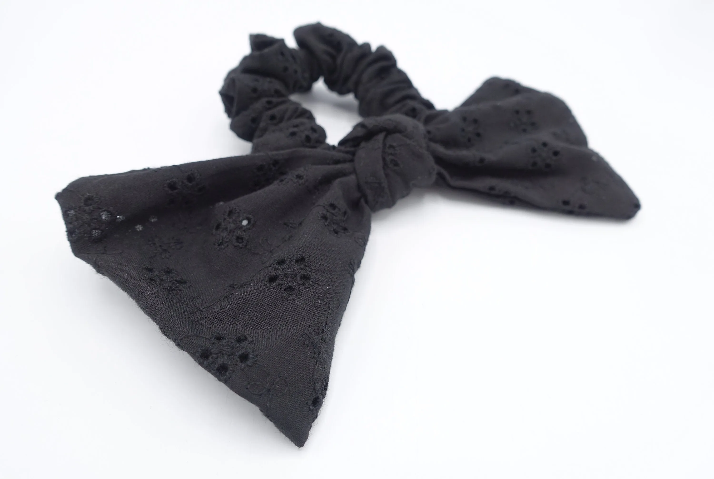 cotton eyelet bow scrunchies