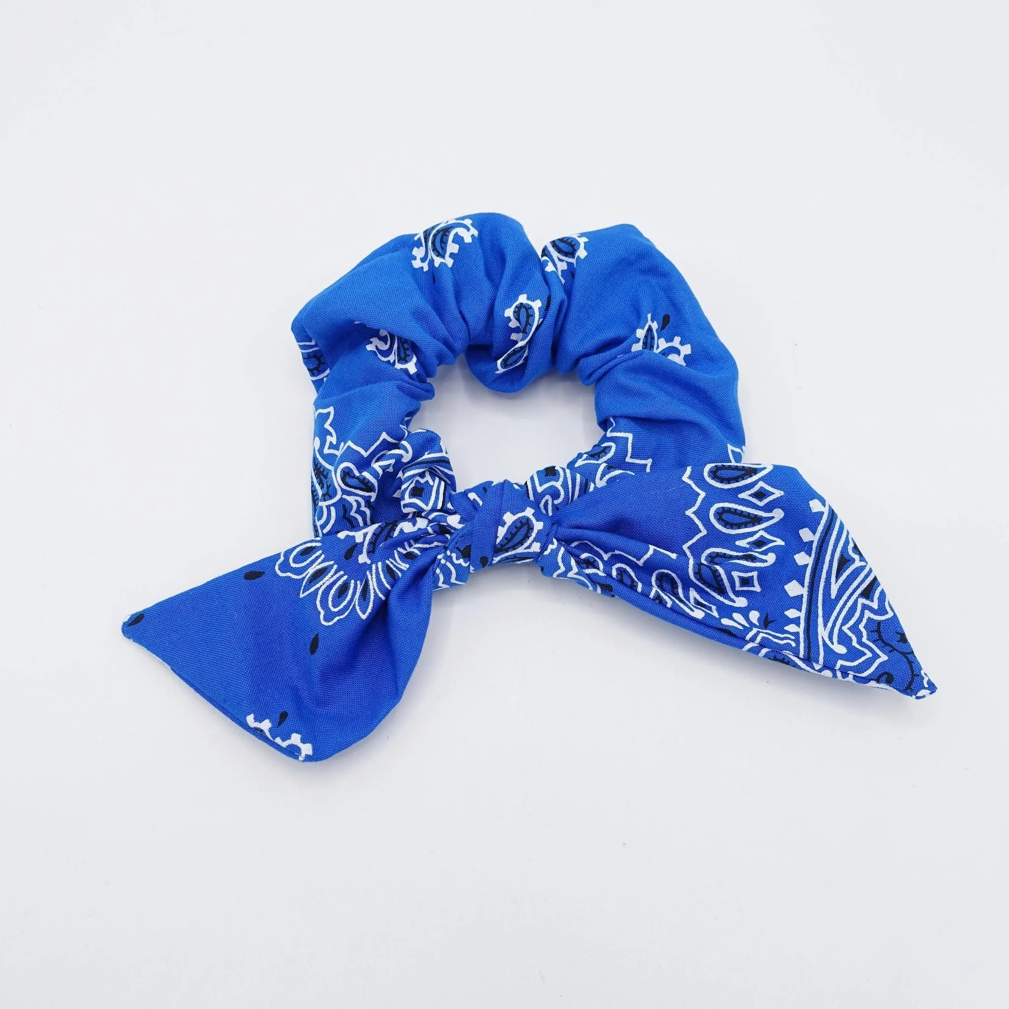 cotton paisley print bow knot scrunchies casual hair tie for women