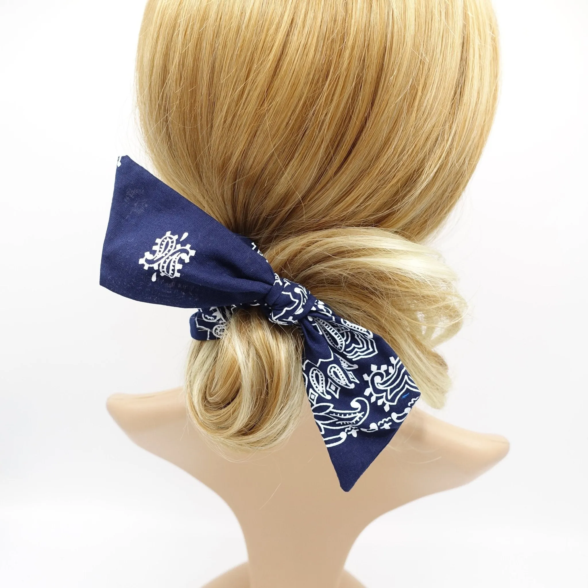 cotton paisley print bow knot scrunchies casual hair tie for women