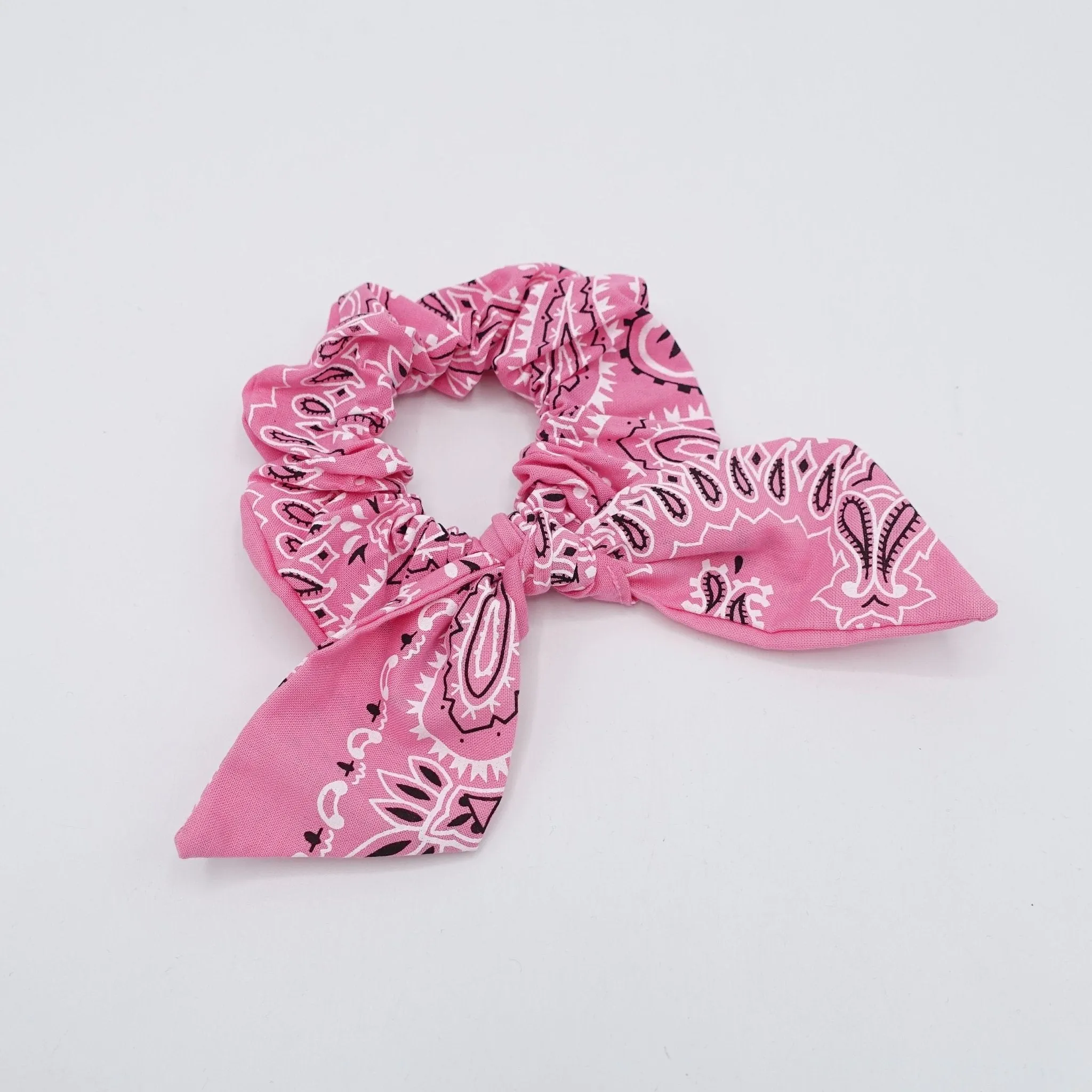 cotton paisley print bow knot scrunchies casual hair tie for women