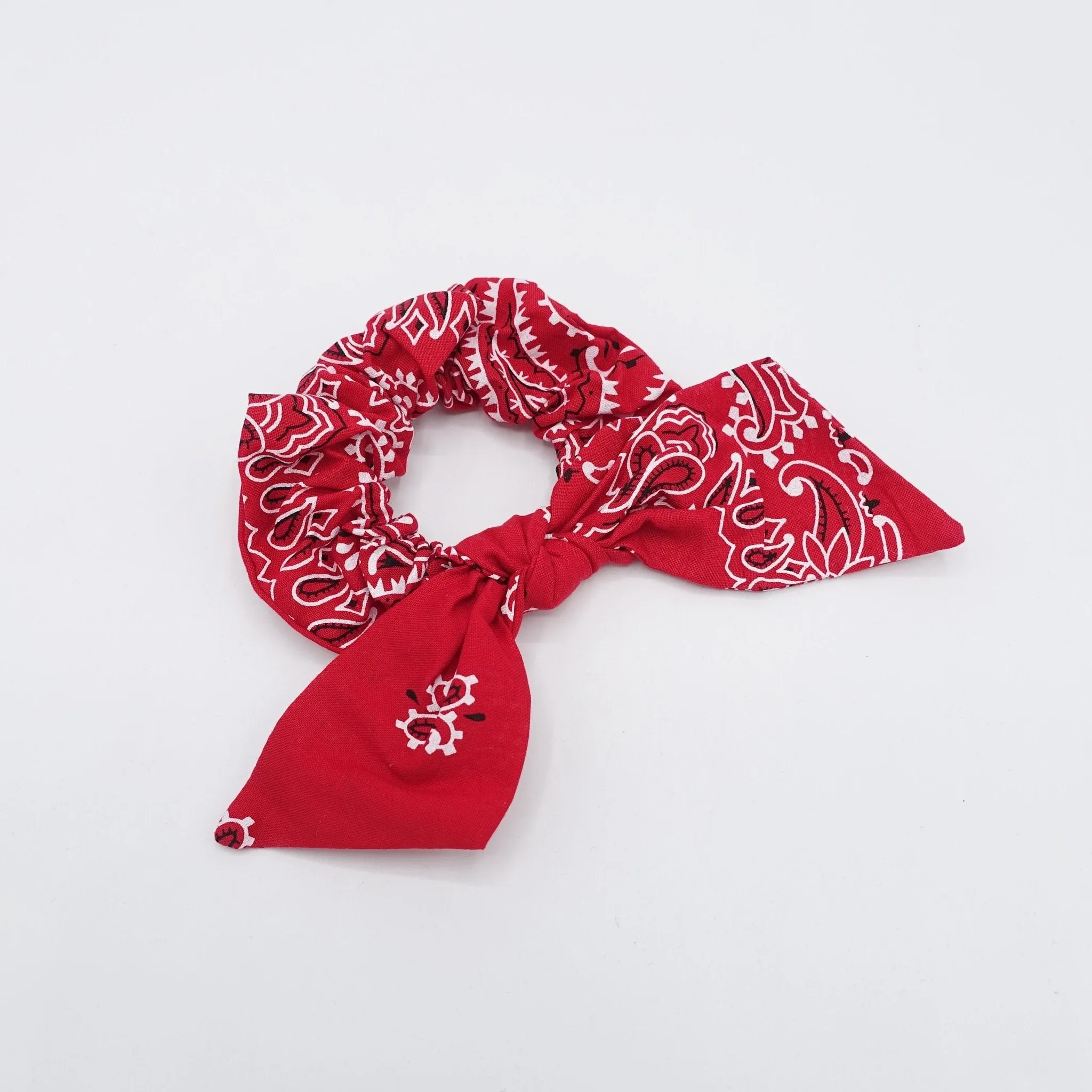 cotton paisley print bow knot scrunchies casual hair tie for women