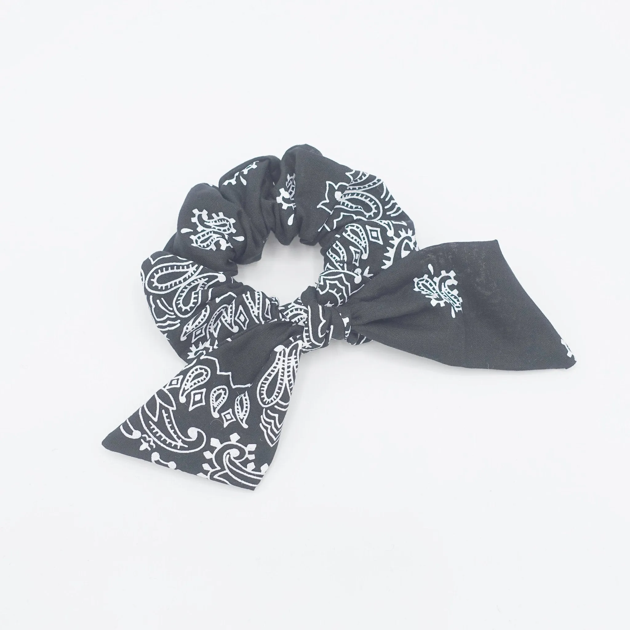 cotton paisley print bow knot scrunchies casual hair tie for women