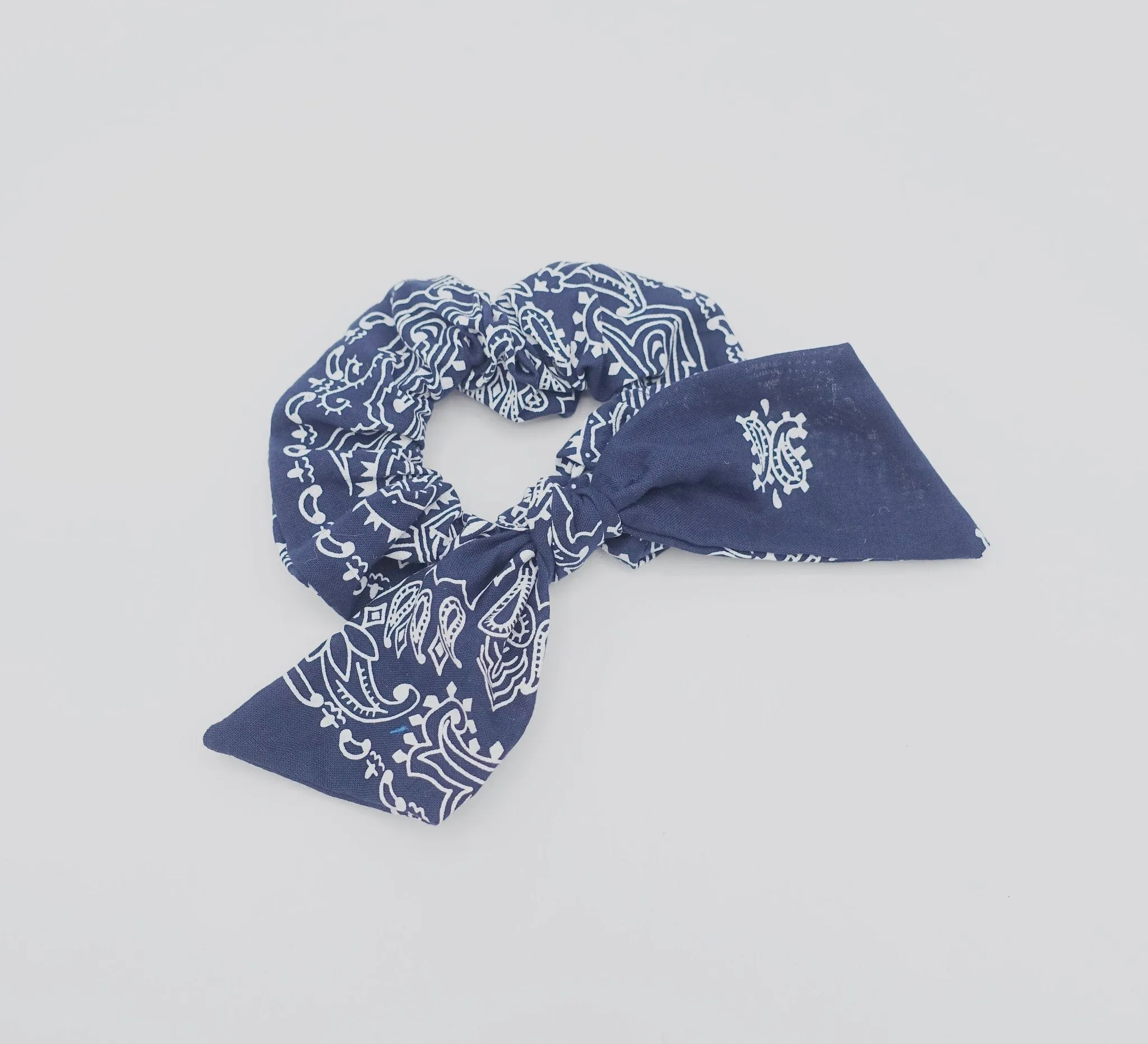 cotton paisley print bow knot scrunchies casual hair tie for women