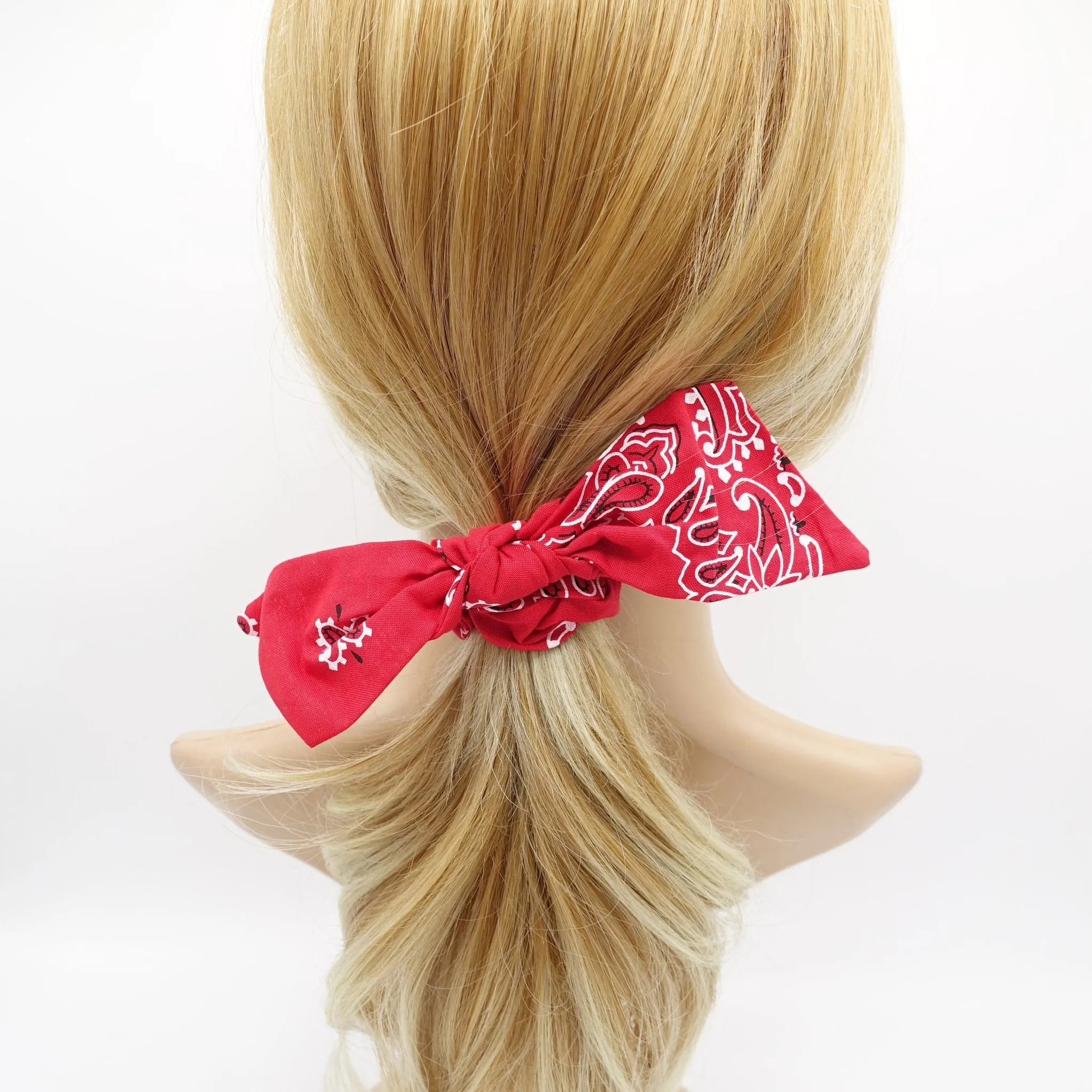 cotton paisley print bow knot scrunchies casual hair tie for women