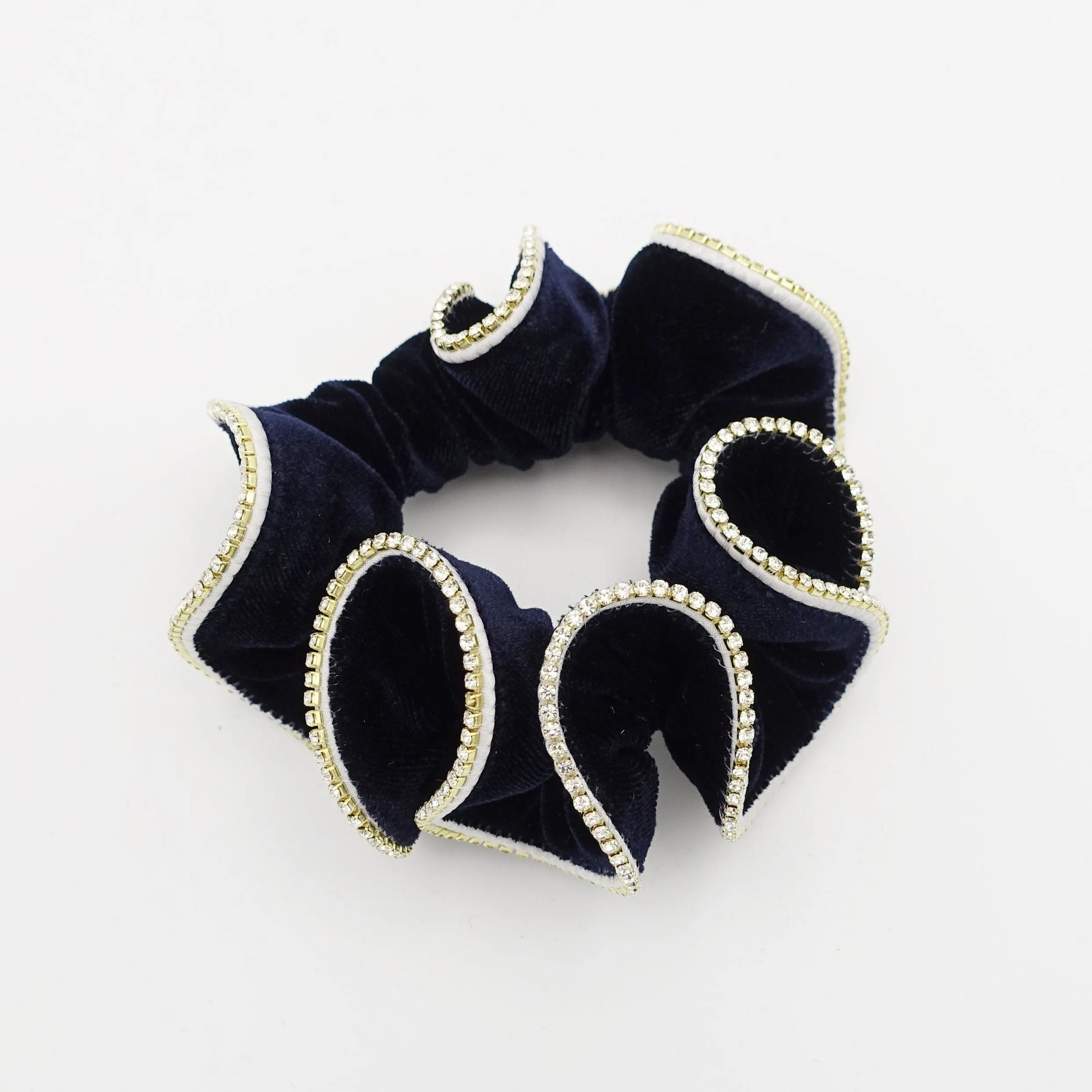 crystal rhinestone decorated velvet scrunchies women hair elastic tie scrunchy