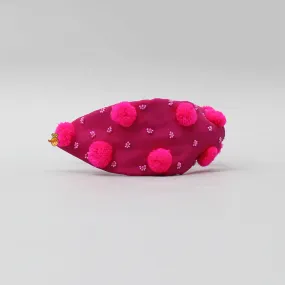 Cute Pom Poms And Beads Detailed Pink Hair Band