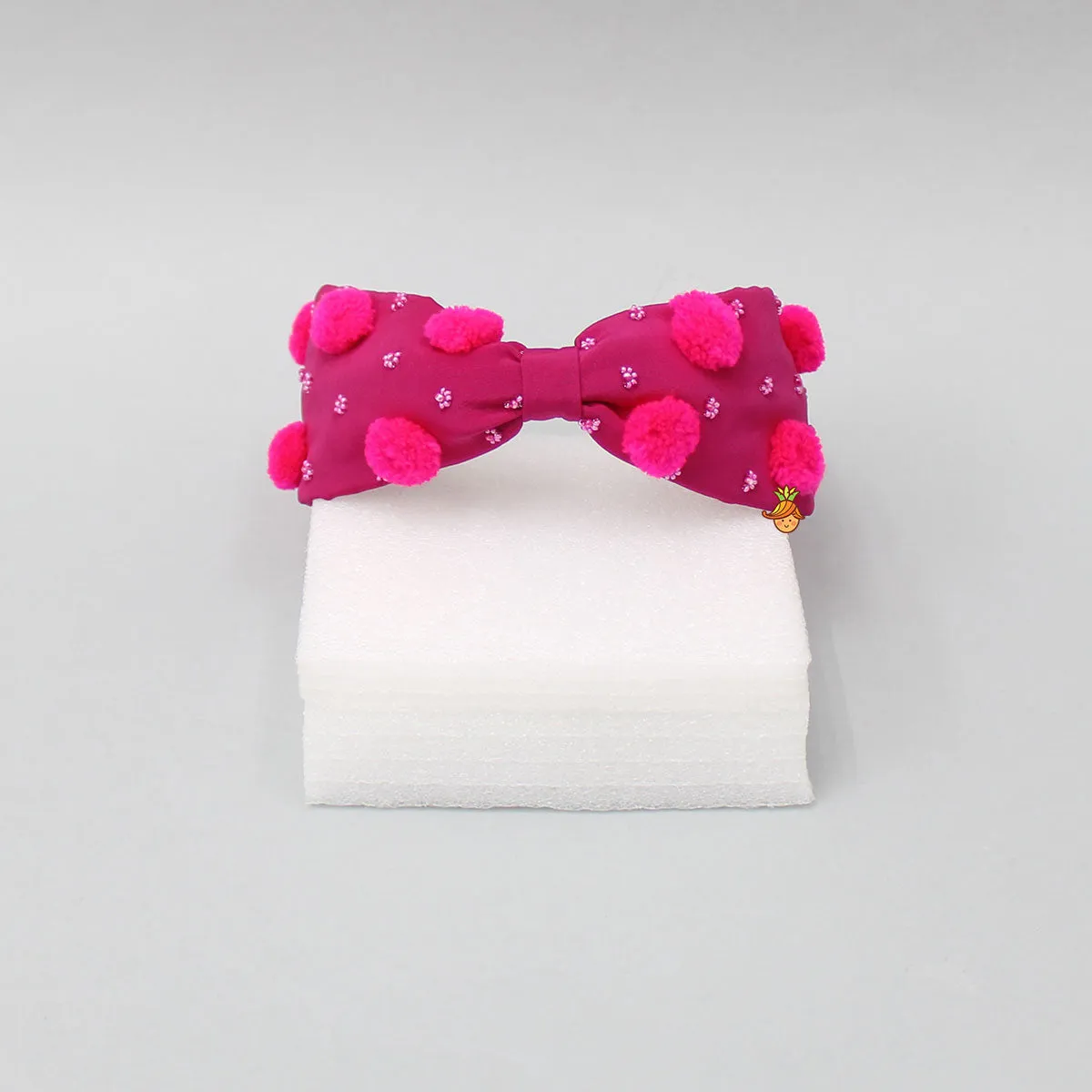 Cute Pom Poms And Beads Detailed Pink Hair Band