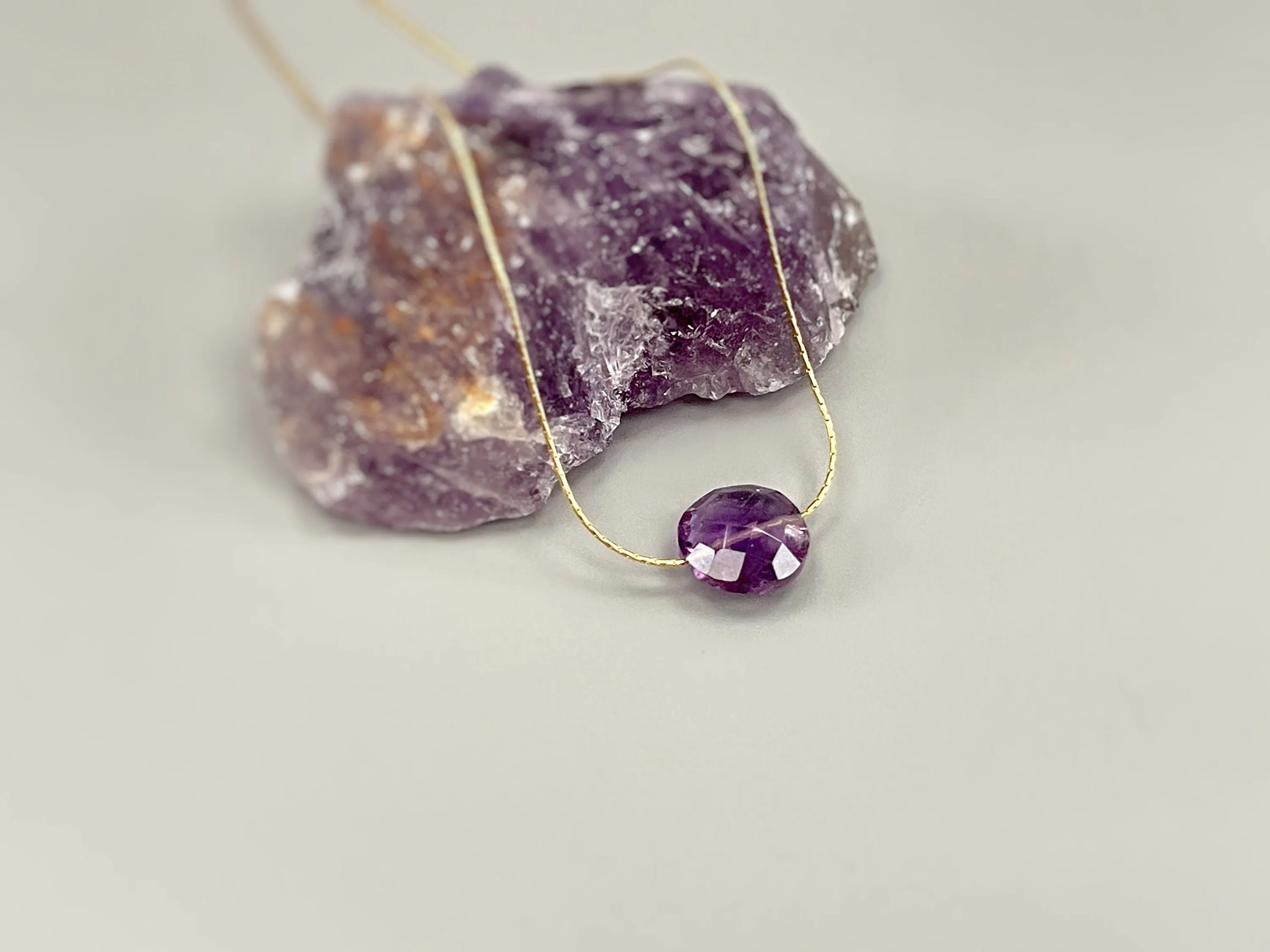 Dainty Amethyst Necklace Gold, Silver