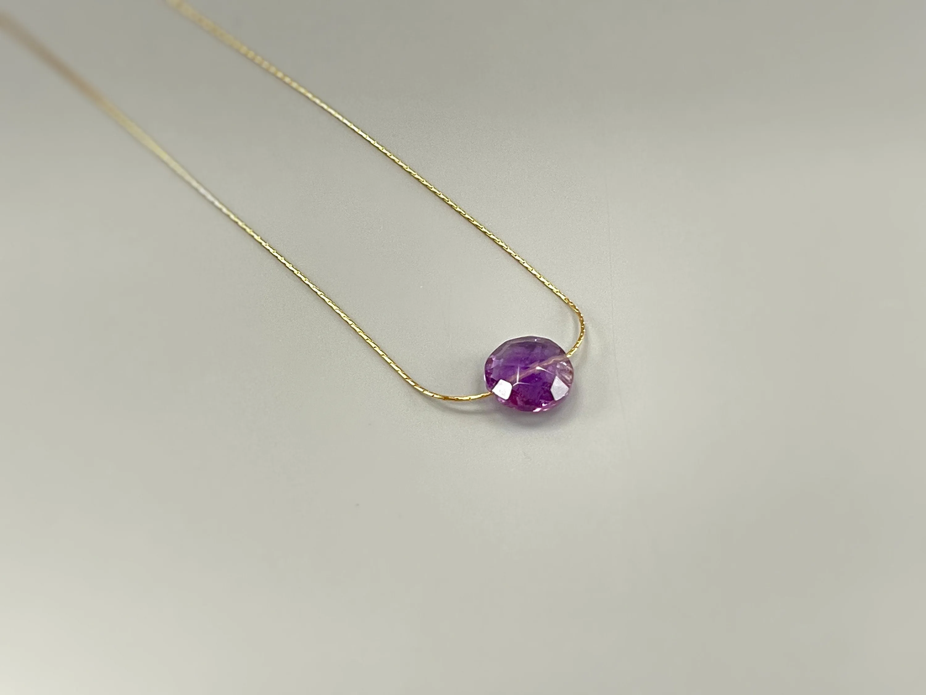 Dainty Amethyst Necklace Gold, Silver