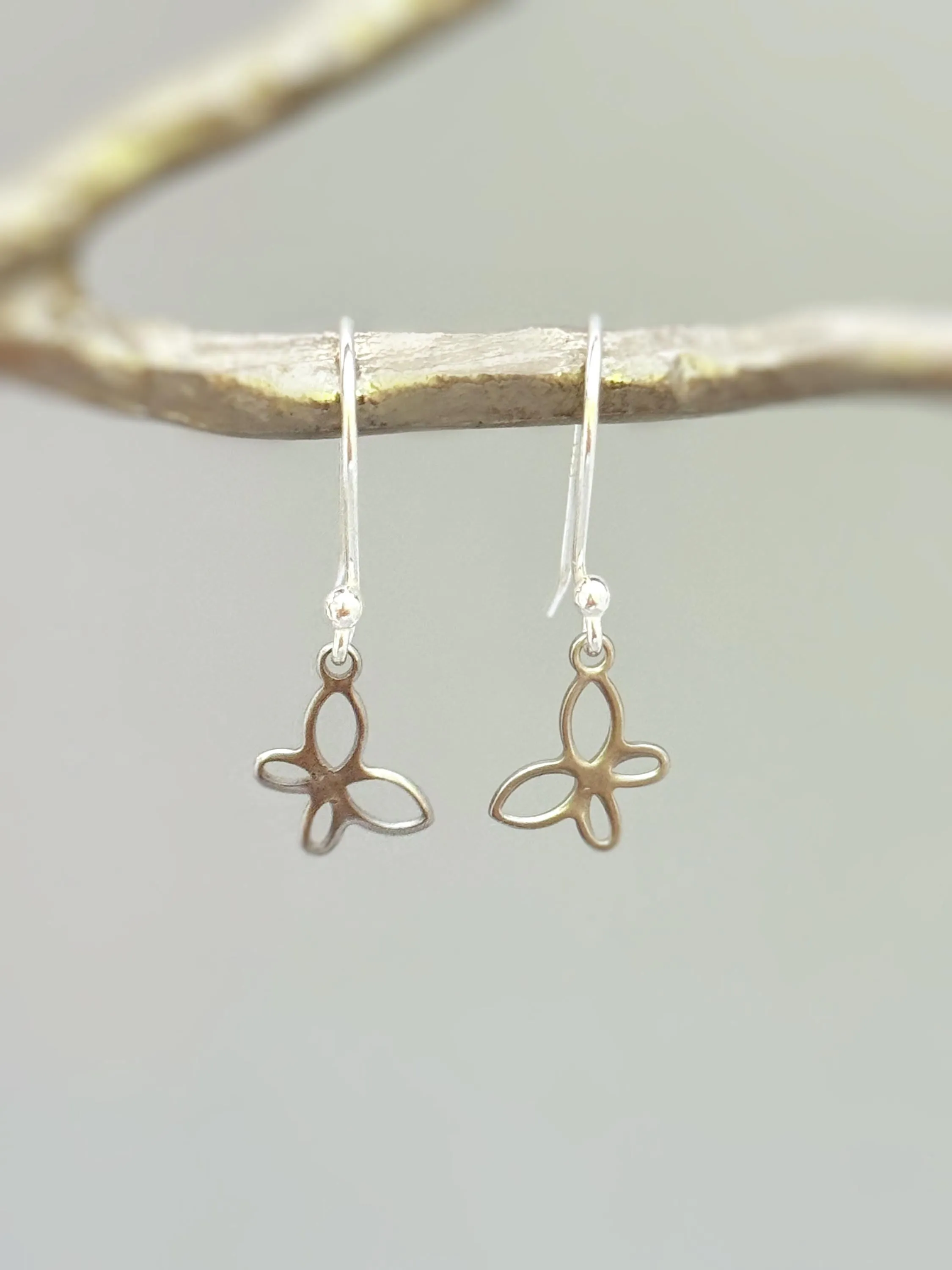 Dainty Butterfly Earrings Dangle Rose Gold, Silver, Gold