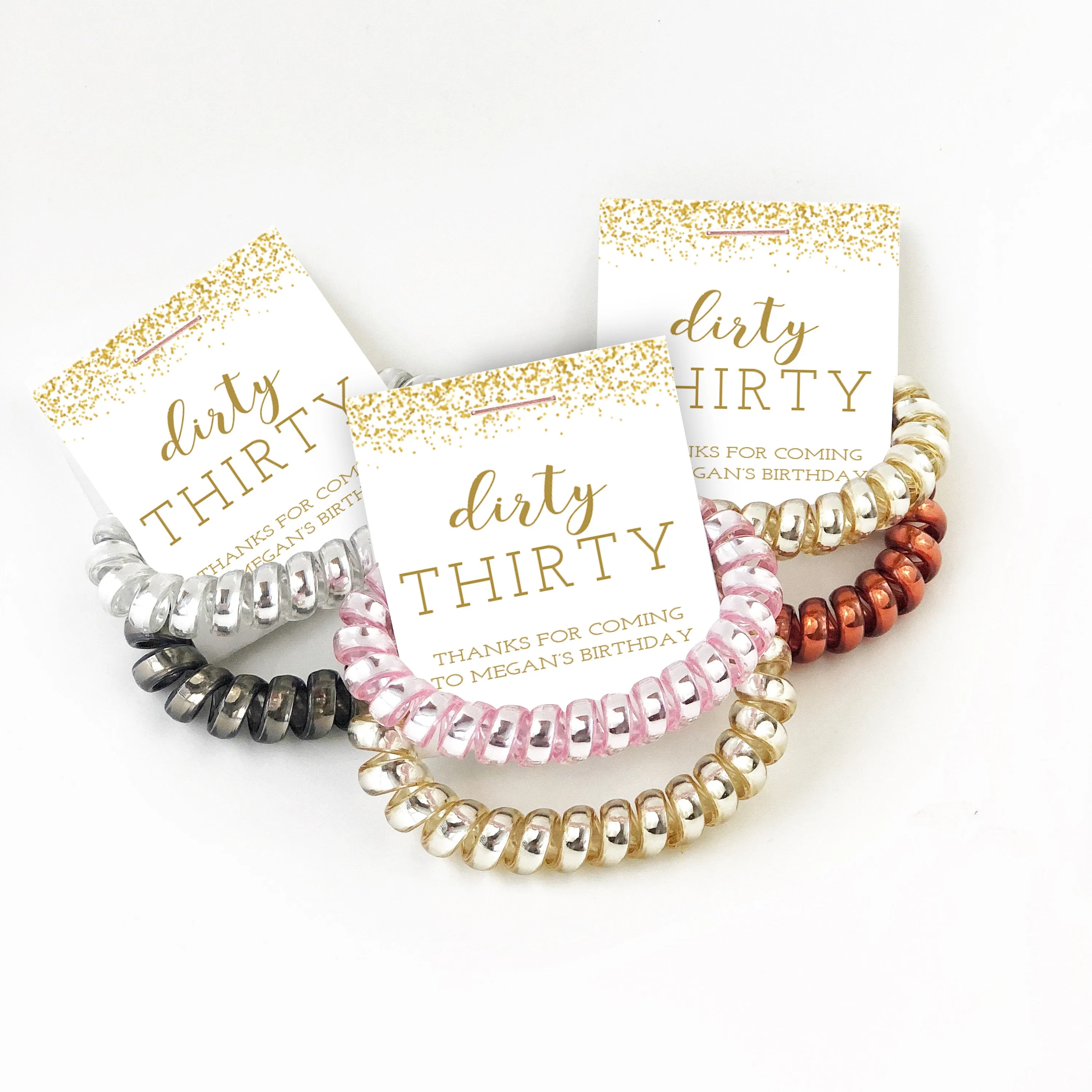 Dirty Thirty 30th Birthday Party Favors for Women, Spiral Hair Ties