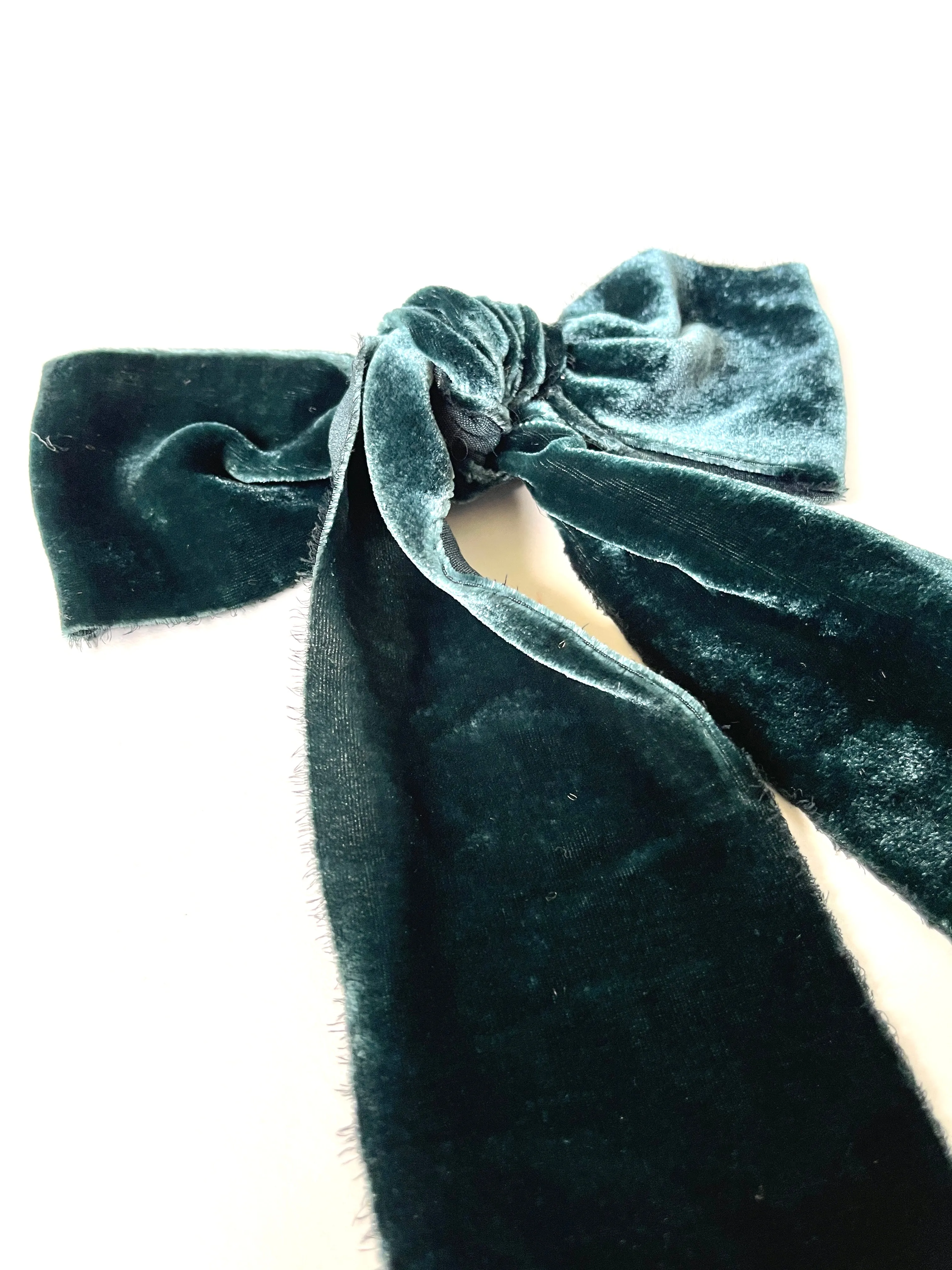 Distressed Silk Velvet Bow | 100% Silk Velvet | Luxury Designer Hair Piece | Hand Tied and Made to Order