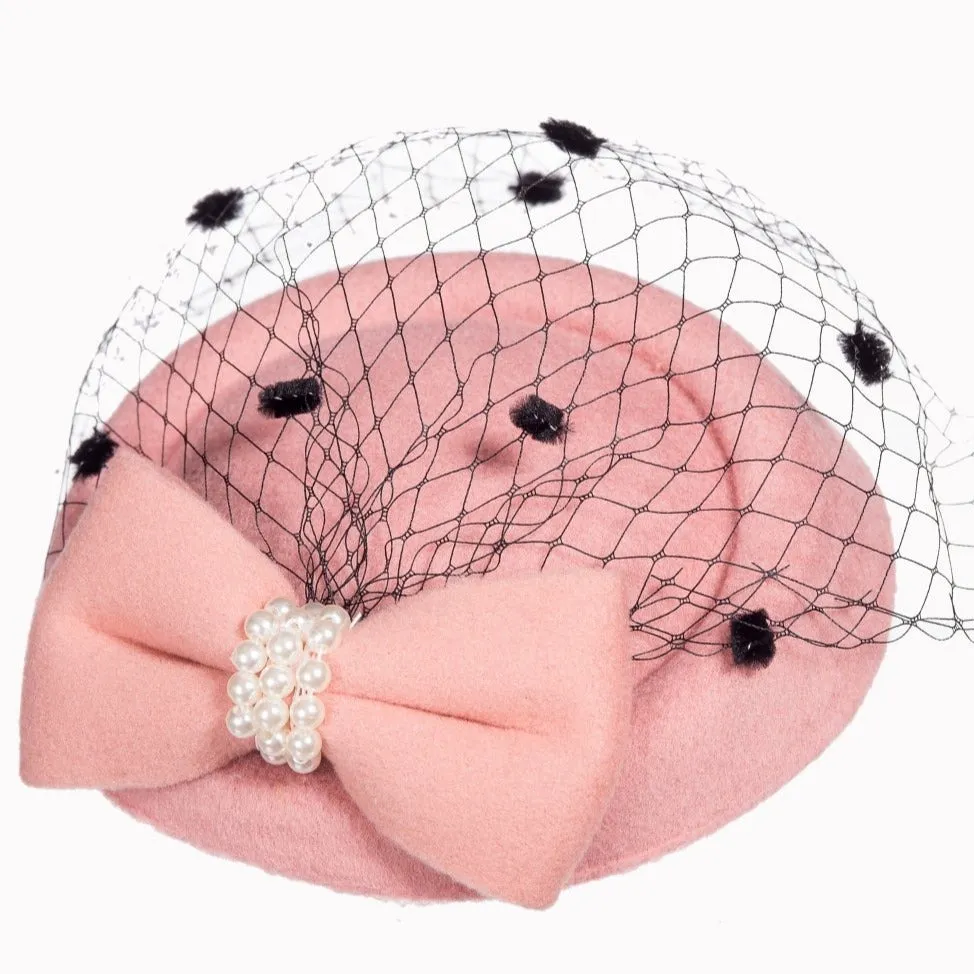 Dusky Pink Vintage Retro Pillbox Hat Fascinator