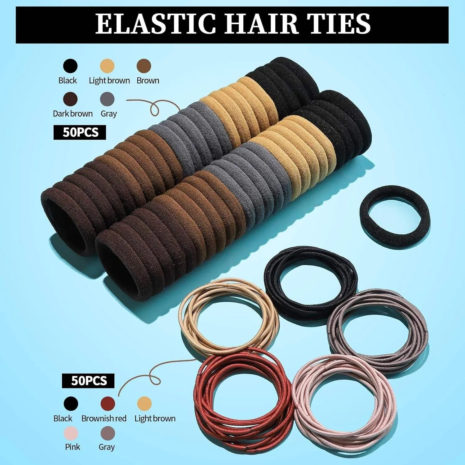 Elastic Hair Ties Kit for Women Girls