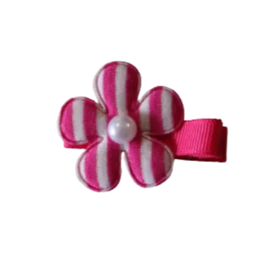 Embellished Non Slip Hair Clip - Striped Flower (4 colour options)