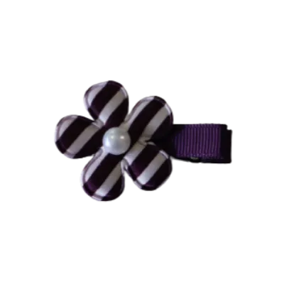 Embellished Non Slip Hair Clip - Striped Flower (4 colour options)