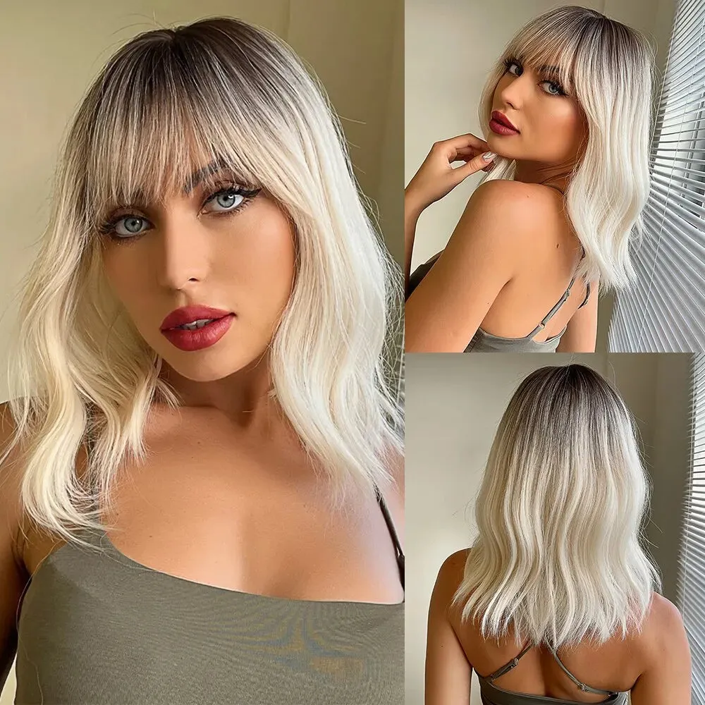 Embrace Effortless Elegance with Our Grey Wavy Bob Wig for Women! Costume party