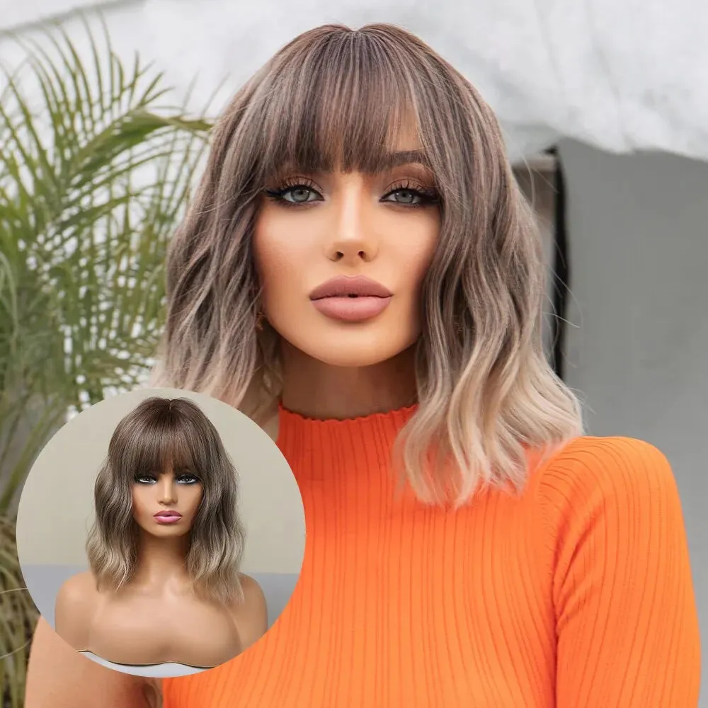 Embrace Effortless Elegance with Our Grey Wavy Bob Wig for Women! Costume party