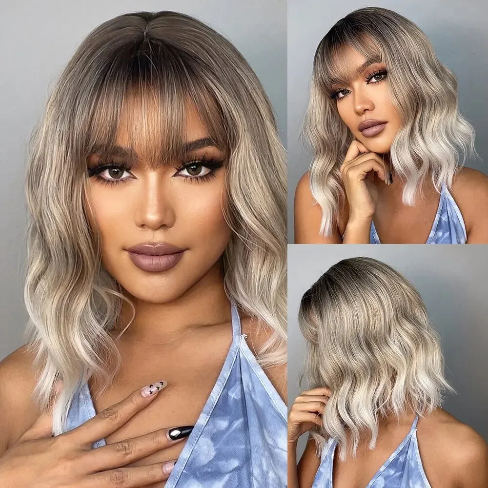 Embrace Effortless Elegance with Our Grey Wavy Bob Wig for Women! Costume party