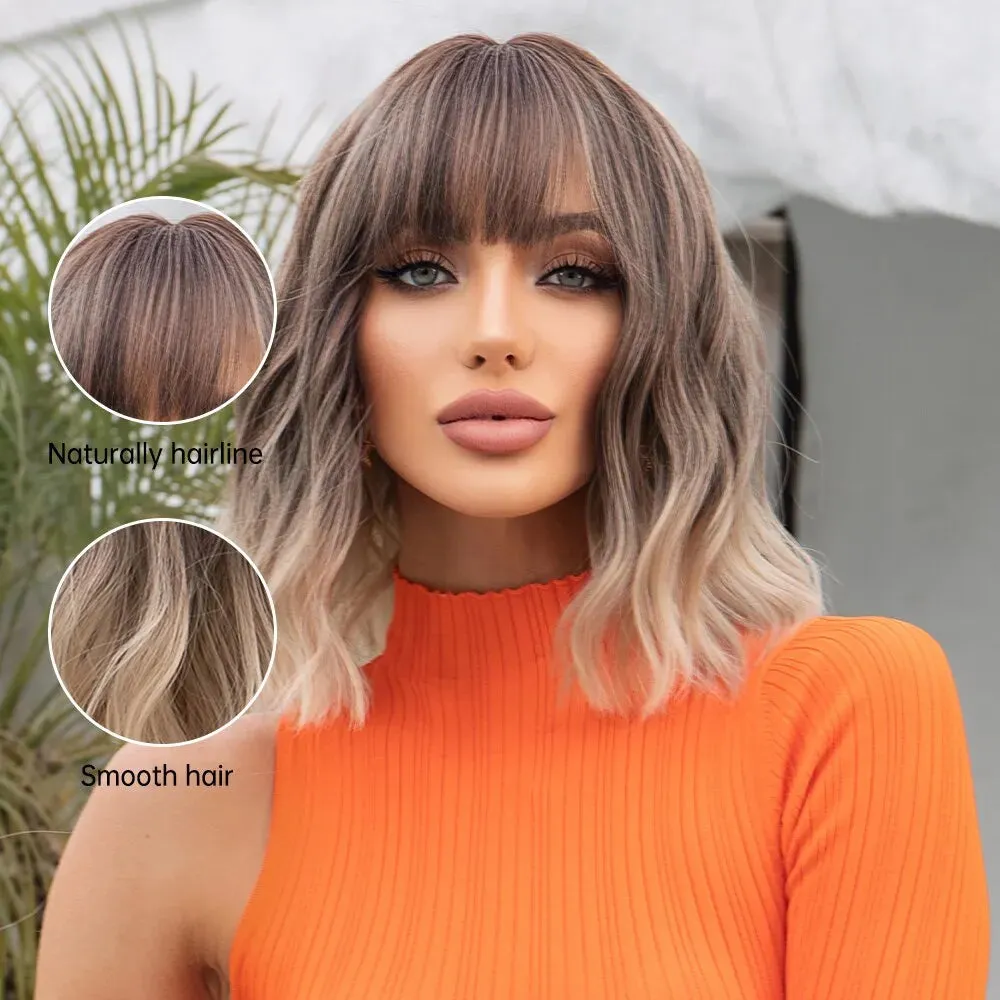 Embrace Effortless Elegance with Our Grey Wavy Bob Wig for Women! Costume party