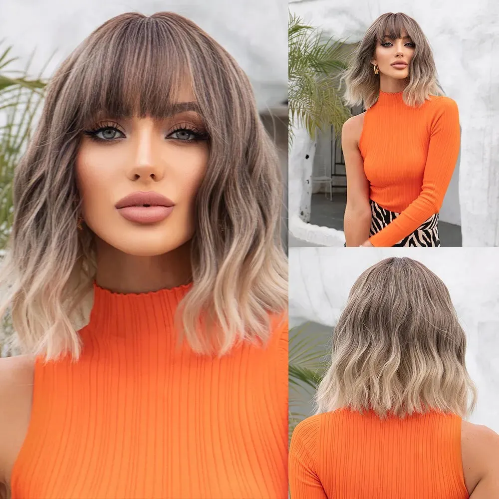 Embrace Effortless Elegance with Our Grey Wavy Bob Wig for Women! Costume party