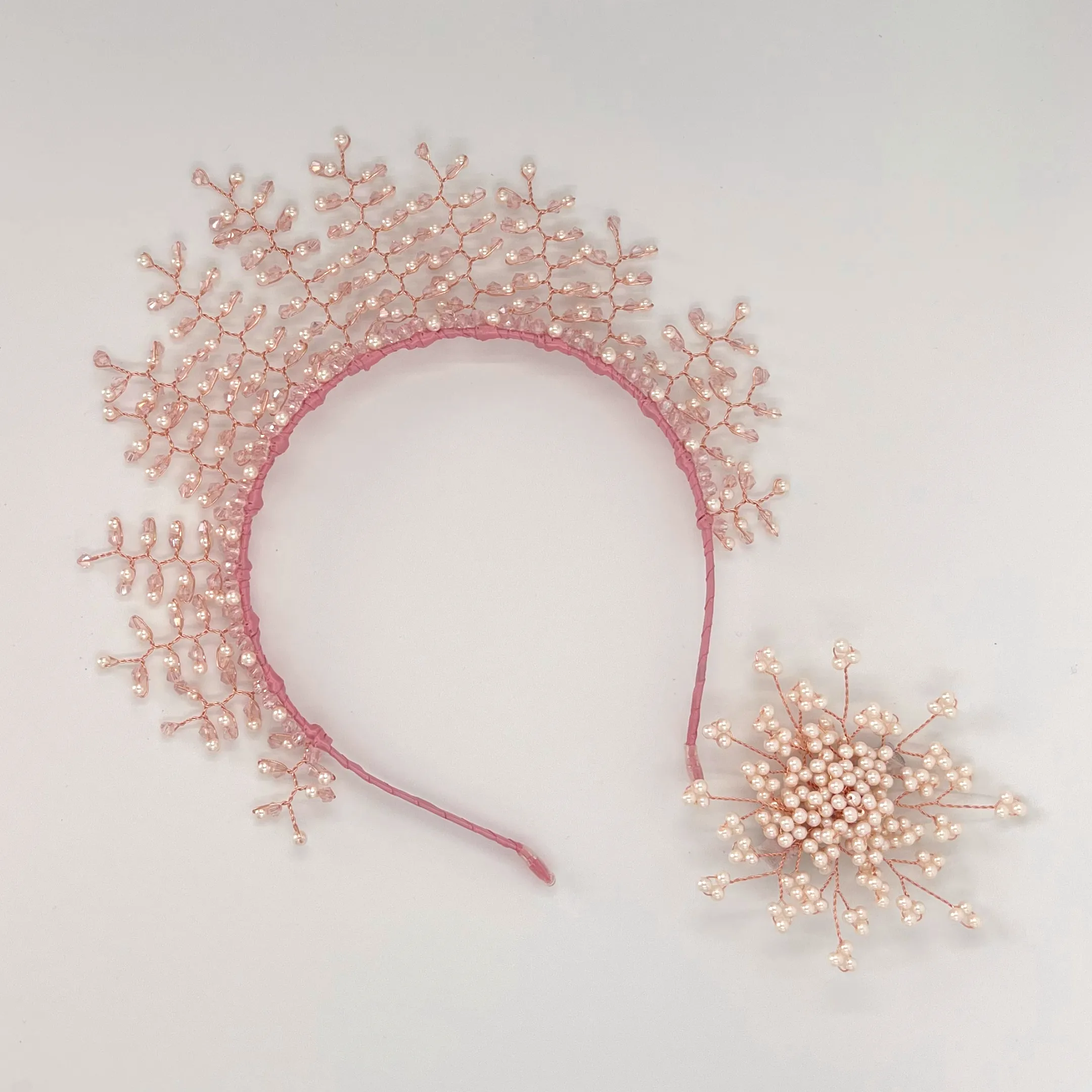 Emmaline Pink Pearl Flower Hair Clip