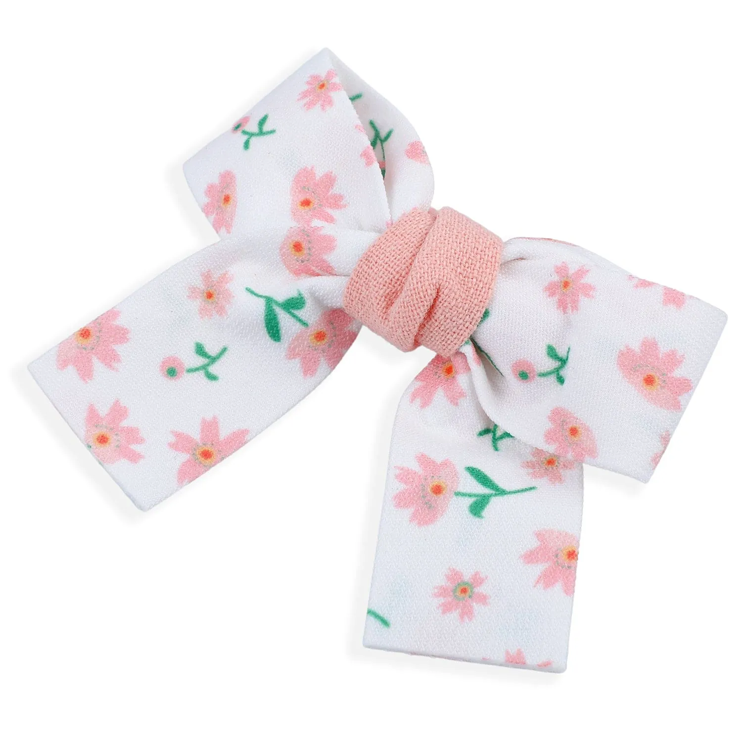 Floral Hair Bow Clip Set of 2 - Peach